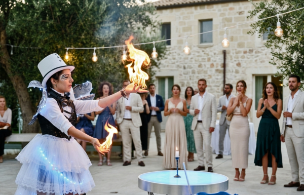 Spettacolo giocoleria con attrezzi infuocati