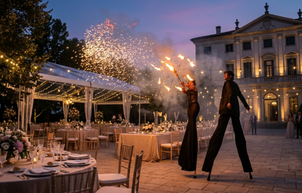 Spettacolo giocoleria con attrezzi infuocati